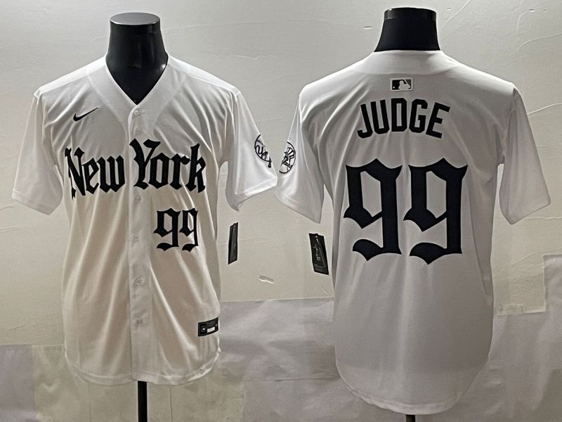 Men 2025 New York Yankees #99 Judge White Five generations Joint Name Nike MLB Jersey style 10
